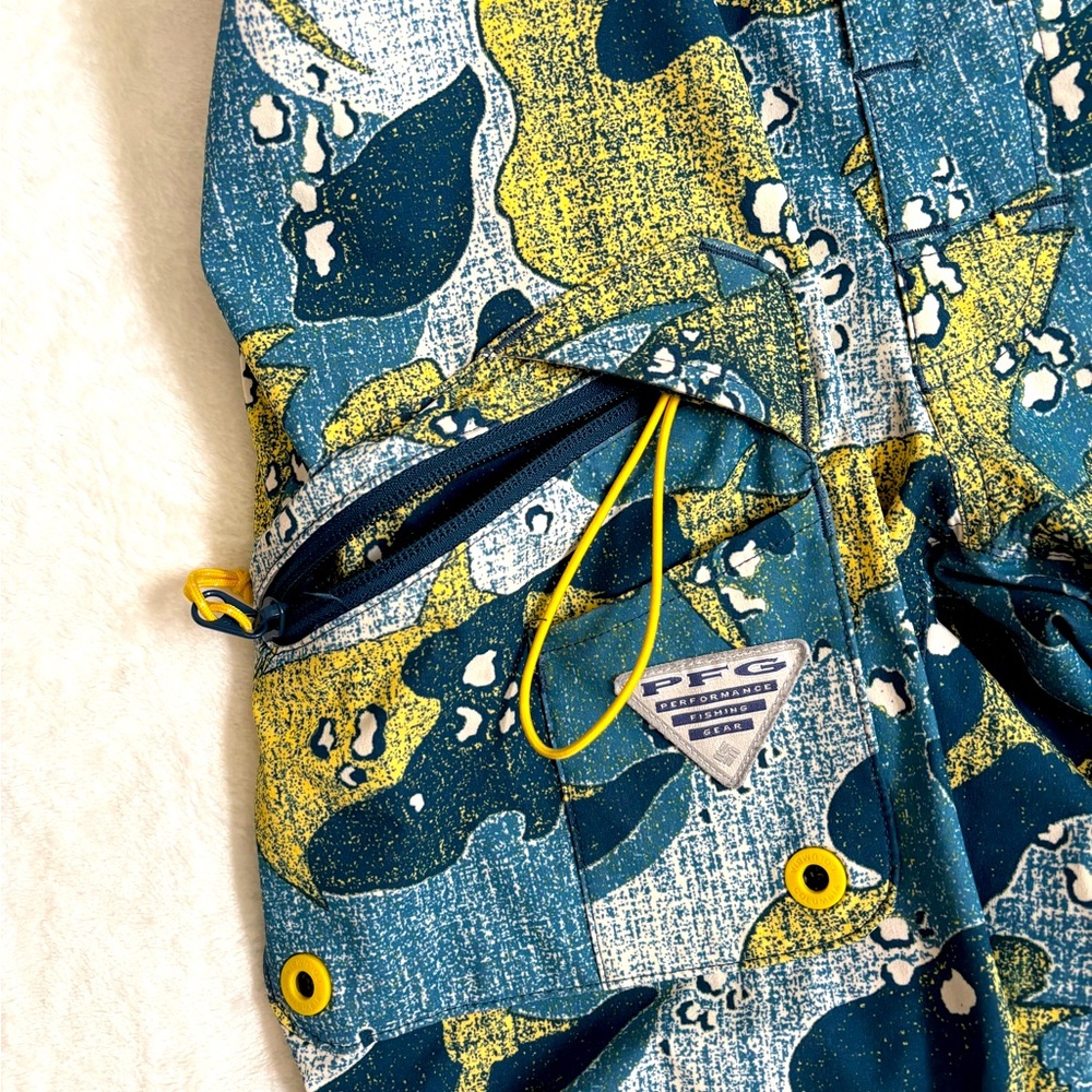 Columbia Blue and Yellow Camouflage swim trunks - Picture 4 of 4